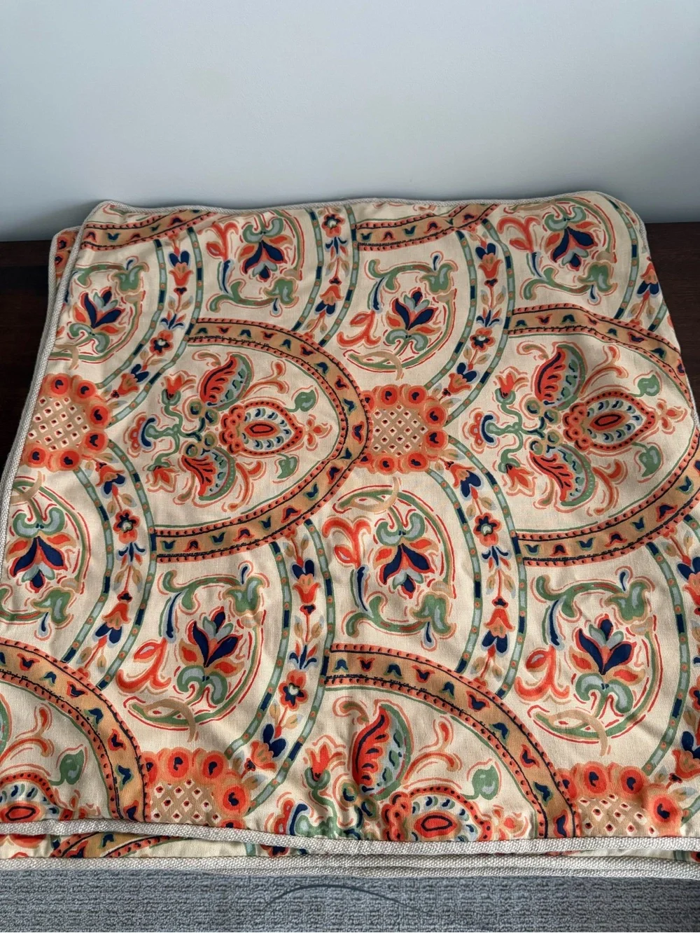 Pottery Barn SET OF 3 Paisley Cotton pillow covers- Cream /Multicolor